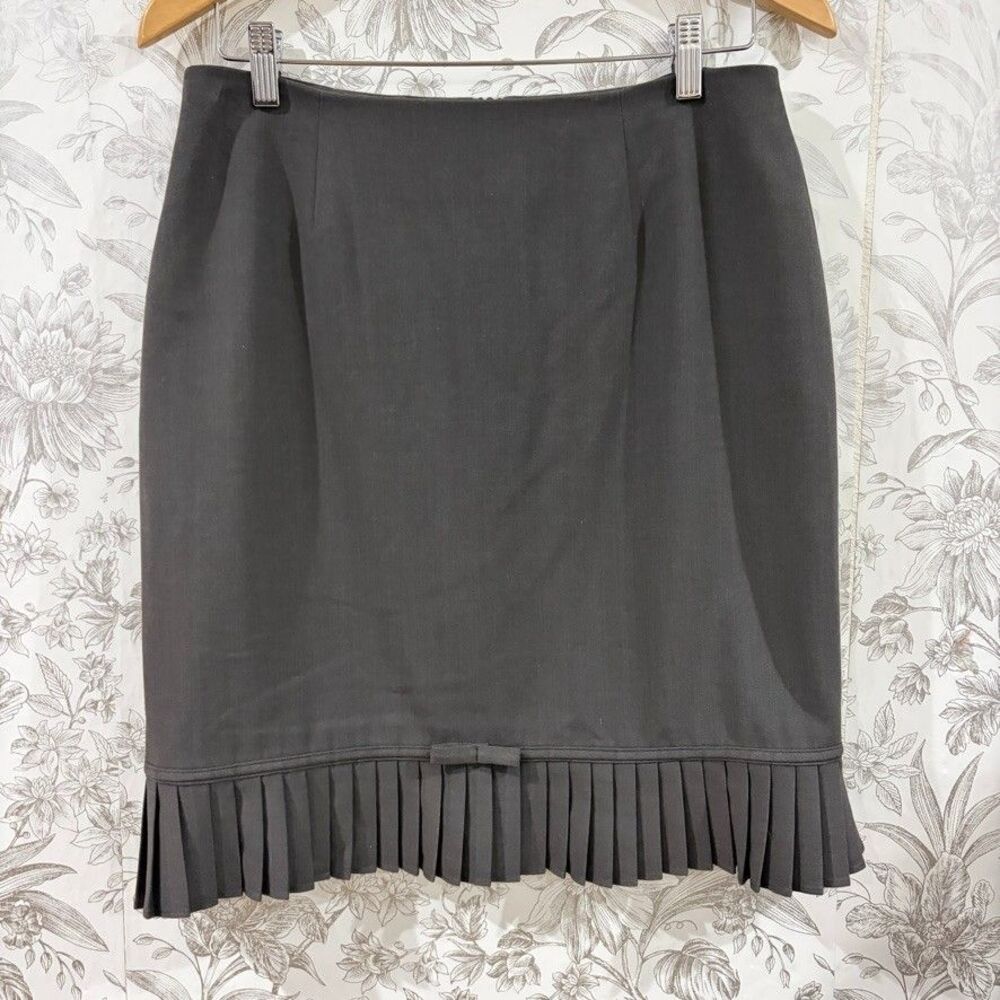 Vintage 90s Versailles Pleated Hem Pencil Skirt Size 10 Gray Bow Preppy Coquette